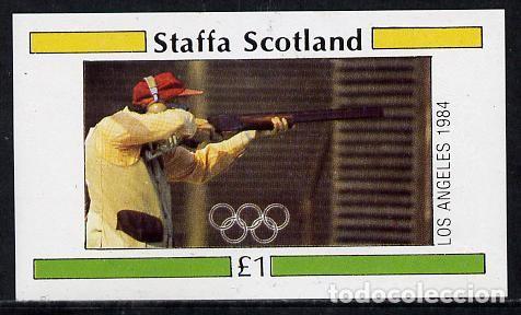 Sellos: GB LOCAL STAFFA 1984 SHEET MNH TIRO SHOOTING LOS ANGELES OLYMPIC GAMES JUEGOS OLIMPICOS DEPORTES