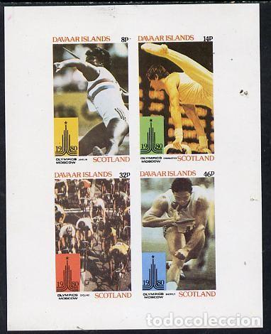 Sellos: DAVAAR ISLAND 1980 SHEET MNH IMPERF MOSCOW OLYMPIC GAMES JUEGOS OLIMPICOS DE MOSCU SPORTS DEPORTES