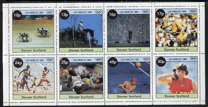 Sellos: DAVAAR ISLAND 1984 SHEET MNH LOS ANGELES OLYMPIC GAMES JUEGOS OLIMPICOS JEUX OLYMPIQUES DEPORTES