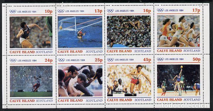 Sellos: GB LOCAL CALVE ISLAND 1984 SHEET MNH LOS ANGELES OLYMPIC GAMES JUEGOS OLIMPICOS SPORTS DEPORTES