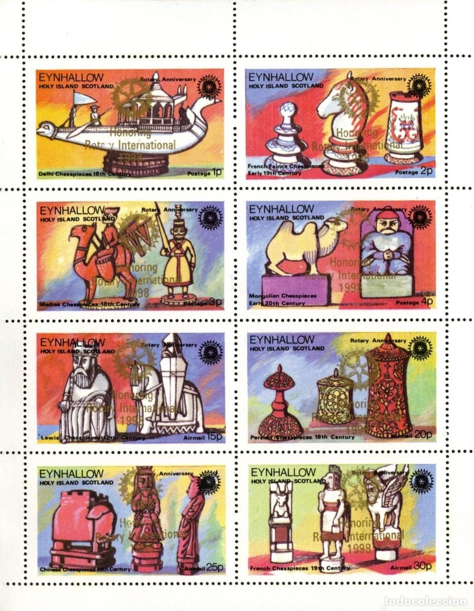 Sellos: GB LOCAL EYNHALLOW 1976 SHEET MNH ROTARY OVERPRINTED PIEZAS DE AJEDREZ DE LEWIS CHESS SCHACH ECHECS