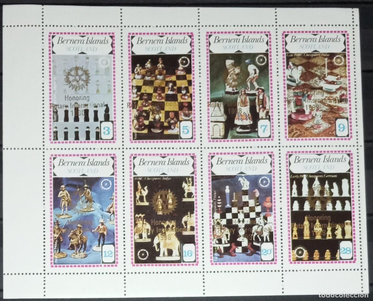 Sellos: GB LOCAL BERNERA 1998 SHEET MNH GOLD OVERPRINTED ROTARY CHESS AJEDREZ SCHACH XADREZ ECHECS SCACCHI