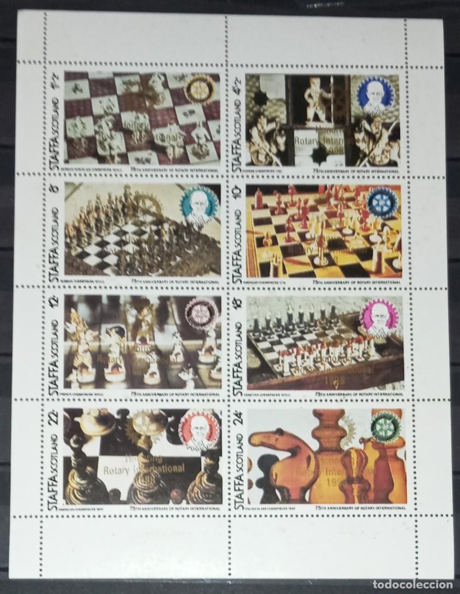 Sellos: GB LOCAL STAFFA 1998 SHEET MNH GOLD OVERPRINTED ROTARY CHESS AJEDREZ SCHACH XADREZ ECHECS SCACCHI