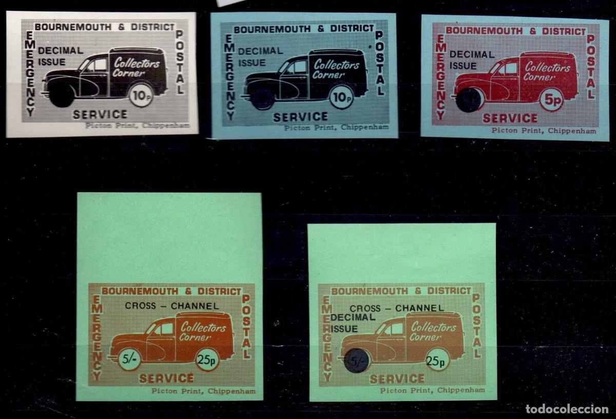 Sellos: REINO UNIDO GB LOCAL 1971 5 STAMPS MNH IMPERF FURGONETAS COLLECTORS CORNER HUELGA POSTAL BRITANICA