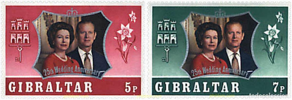 Sellos: 99643 MNH GIBRALTAR 1972 BODAS DE PLATA DE LA REINA ISABEL II Y EL PRINCIPE FELIPE