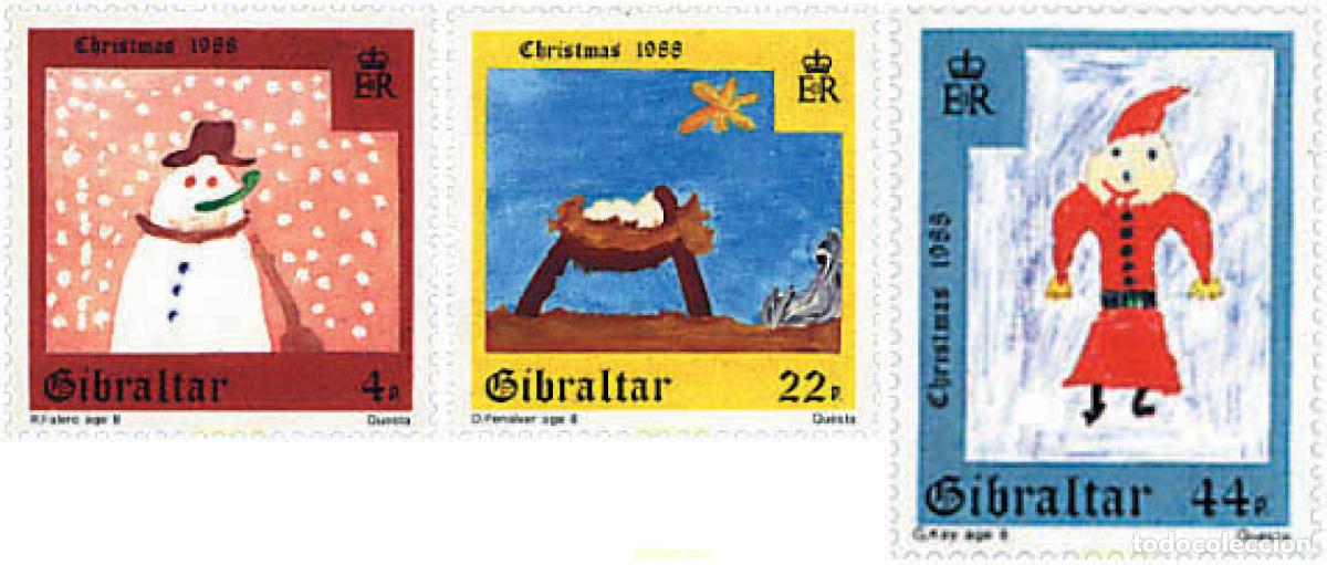 Sellos: 84260 MNH GIBRALTAR 1988 NAVIDAD. DIBUJOS DE NI&Ntilde;OS