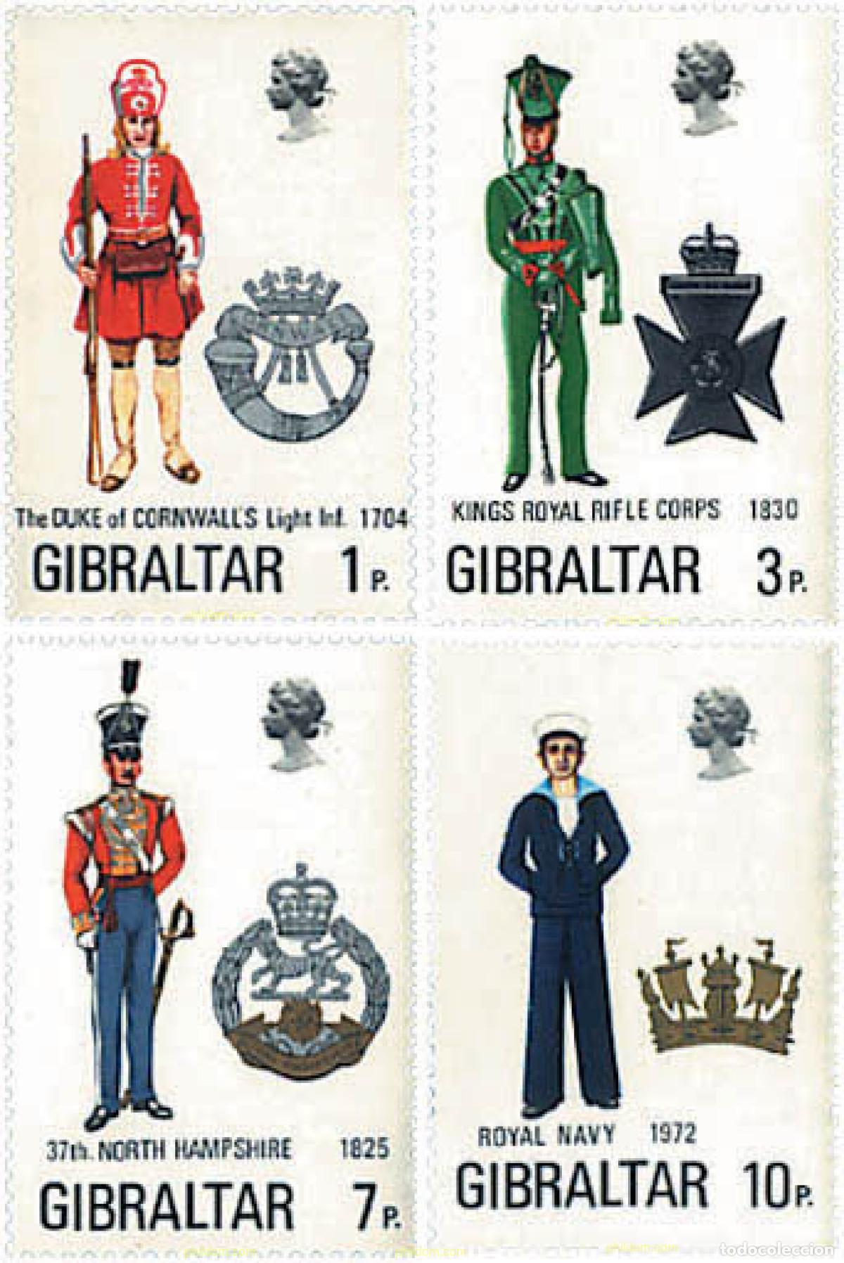 Sellos: 83959 MNH GIBRALTAR 1972 UNIFORMES MILITARES