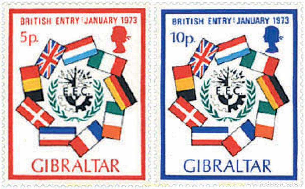 Sellos: 82407 MNH GIBRALTAR 1973 ENTRADA DE GRAN BRETA&Ntilde;A EN LA COMUNIDAD ECONOMICA EUROPEA