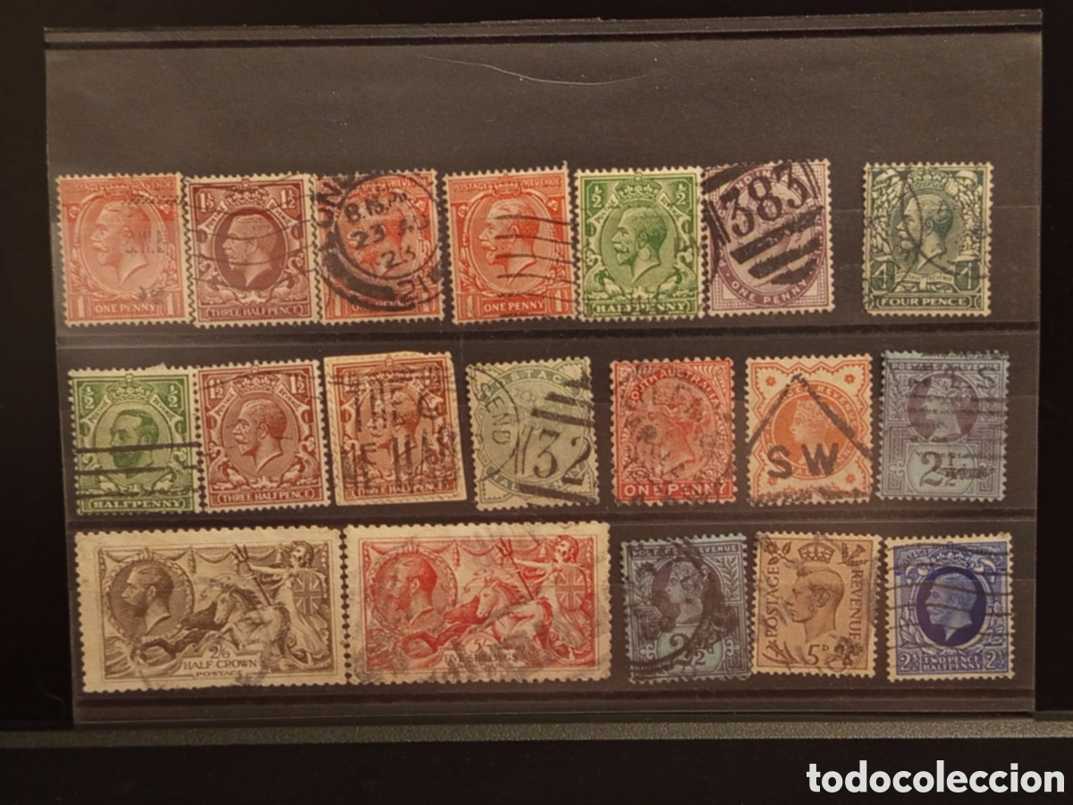 Sellos: Tarjeta con 19 Sellos de Gran Breta&ntilde;a Cl&aacute;sica, &Eacute;poca de 1880 a 1950