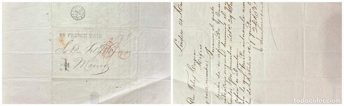 Sellos: O) 1868 ENGLAND, BY FRENCH MAIL.STEAMSHIP, PREPHILATELIC, PRESTAMP LIGNE, PAQ. FR, 4 STRUCK, COMPLE