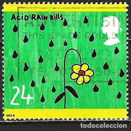 Sellos: Gran Breta&ntilde;a 1992 - Mi 1414 - YT 1633 - Dibujo de ni&ntilde;o : La lluvia &aacute;cida