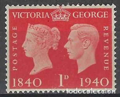 Stamps: GRAN BRETA&Ntilde;A 1940 - CENTENARIO DEL SELLO, JORGE VI Y ELIZABETH, 1P ROJO - MNH**