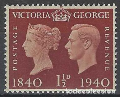 Selos: GRAN BRETA&Ntilde;A 1940 - CENTENARIO DEL SELLO, JORGE VI Y ELIZABETH, 1&frac12;P MARR&Oacute;N ROJIZO - MNH**
