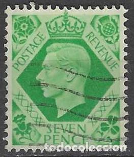 Sellos: GRAN BRETA&Ntilde;A 1937-39 - JORGE VI 7P VERDE AMARILLENTO - USADO