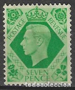 Sellos: GRAN BRETA&Ntilde;A 1937-39 - JORGE VI 7P VERDE AMARILLENTO - USADO