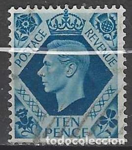 Sellos: GRAN BRETA&Ntilde;A 1937-39 - JORGE VI, 10P AZUL VERDOSO - USADO