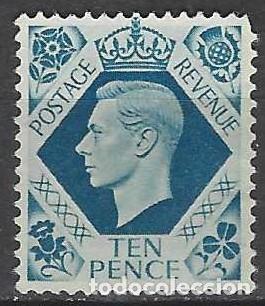 Sellos: GRAN BRETA&Ntilde;A 1937-39 - JORGE VI, 10P AZUL VERDOSO - USADO