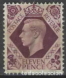 Sellos: GRAN BRETA&Ntilde;A 1941-48 - JORGE VI, 11P P&Uacute;RPURA OSCURA, DENTADO 15 X 14 - USADO