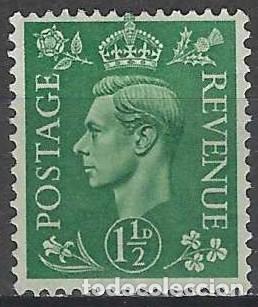 Sellos: GRAN BRETA&Ntilde;A 1951 - JORGE VI, 1&frac12;P VERDE AMARILLENTO - MSG