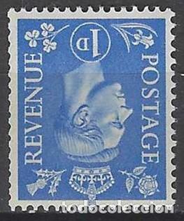 Sellos: GRAN BRETA&Ntilde;A 1951 - JORGE VI, 1P AZUL VIOLETA, MARCA DE AGUA INVERTIDA - MNH**
