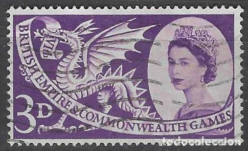 Sellos: GRAN BRETA&Ntilde;A 1958 - JUEGOS DEPORTIVOS DE LA COMMONWEALTH, 3P VIOLETA - USADO