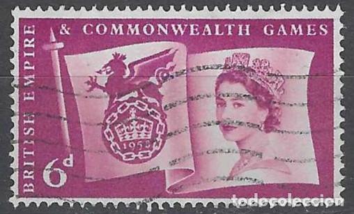 Sellos: GRAN BRETA&Ntilde;A 1958 - JUEGOS DEPORTIVOS DE LA COMMONWEALTH, 6P P&Uacute;RPURA ROJIZO - USADO