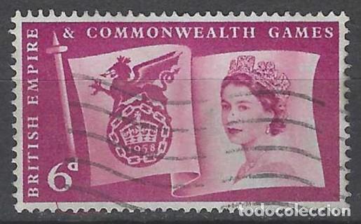 Sellos: GRAN BRETA&Ntilde;A 1958 - JUEGOS DEPORTIVOS DE LA COMMONWEALTH, 6P P&Uacute;RPURA ROJIZO - USADO