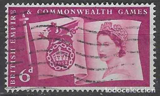 Sellos: GRAN BRETA&Ntilde;A 1958 - JUEGOS DEPORTIVOS DE LA COMMONWEALTH, 6P P&Uacute;RPURA ROJIZO - USADO