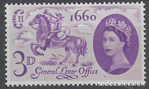 Sellos: GRAN BRETA&Ntilde;A 1960 - 3&ordm; CENTENARIO DE LA CREACI&Oacute;N DEL CORREO, 3P VIOLETA - MH*