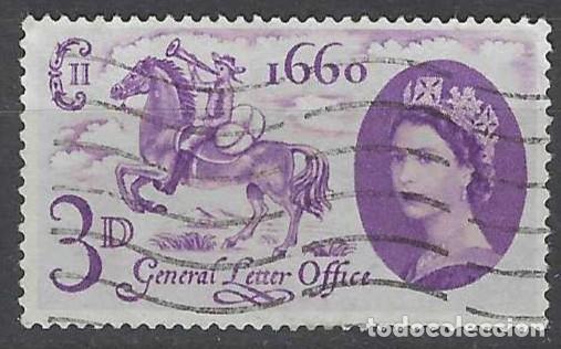 Sellos: GRAN BRETA&Ntilde;A 1960 - 3&ordm; CENTENARIO DE LA CREACI&Oacute;N DEL CORREO, 3P VIOLETA - USADO