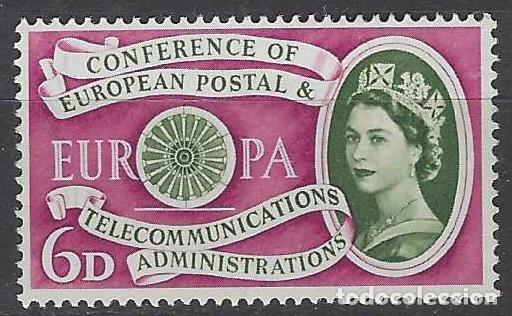 Sellos: GRAN BRETA&Ntilde;A 1960 - EMISI&Oacute;N EUROPA, 6P P&Uacute;RPURA/VERDE OLIVA - MH*