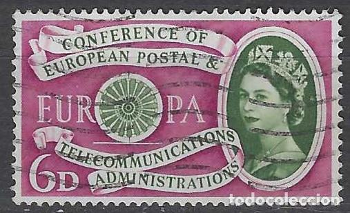 Sellos: GRAN BRETA&Ntilde;A 1960 - EMISI&Oacute;N EUROPA, 6P P&Uacute;RPURA/VERDE OLIVA - USADO