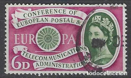 Sellos: GRAN BRETA&Ntilde;A 1960 - EMISI&Oacute;N EUROPA, 6P P&Uacute;RPURA/VERDE OLIVA - USADO