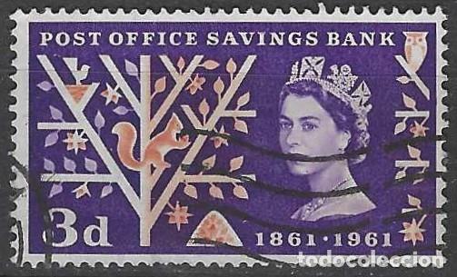 Sellos: GRAN BRETA&Ntilde;A 1961 - CENTENARIO DE LA CAJA POSTAL DE AHORRO, 3P VIOLETA/SALM&Oacute;N - USADO