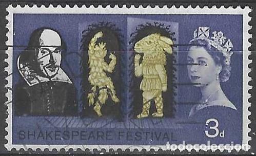Sellos: GRAN BRETA&Ntilde;A 1964 - 4&ordm; CENT. DEL NACIMIENTO DE W. SHAKESPEARE, 3P - USADO