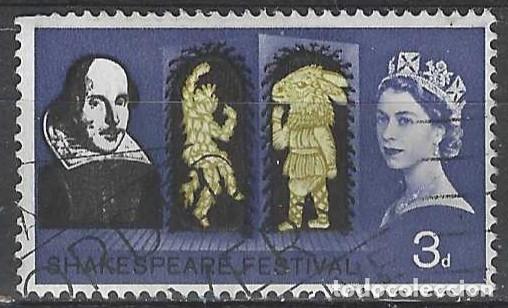 Sellos: GRAN BRETA&Ntilde;A 1964 - 4&ordm; CENT. DEL NACIMIENTO DE W. SHAKESPEARE, 3P - USADO