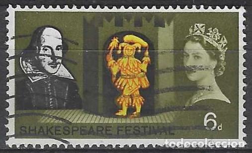 Sellos: GRAN BRETA&Ntilde;A 1964 - 4&ordm; CENT. DEL NACIMIENTO DE W. SHAKESPEARE, 6P - USADO