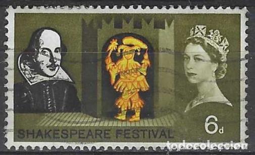 Sellos: GRAN BRETA&Ntilde;A 1964 - 4&ordm; CENT. DEL NACIMIENTO DE W. SHAKESPEARE, 6P - USADO