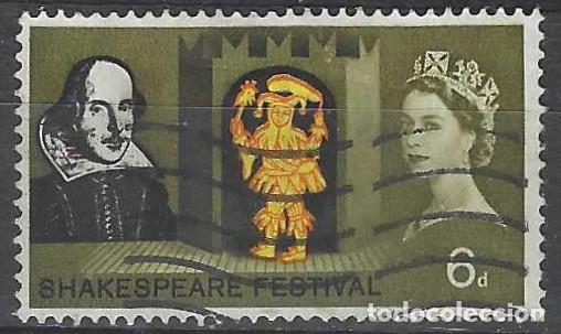 Sellos: GRAN BRETA&Ntilde;A 1964 - 4&ordm; CENT. DEL NACIMIENTO DE W. SHAKESPEARE, 6P - USADO