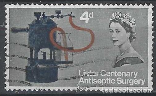 Briefmarken: GRAN BRETA&Ntilde;A 1965 - CENTENARIO DE LA CIRUG&Iacute;A ANTIS&Eacute;PTICA, SPRAY CARB&Ntilde;OLICO DE LISTER - USADO