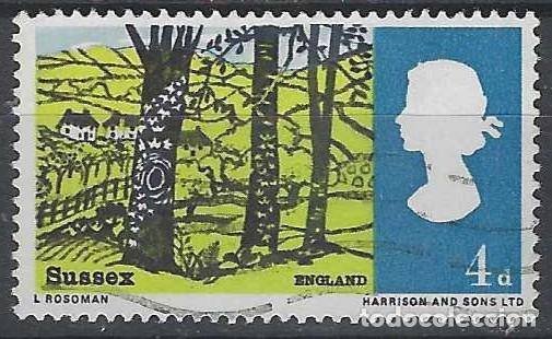 Stamps: GRAN BRETA&Ntilde;A 1966 - PAISAJES, HASSOCKS, SUSSEX - USADO
