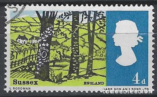 Stamps: GRAN BRETA&Ntilde;A 1966 - PAISAJES, HASSOCKS, SUSSEX - USADO