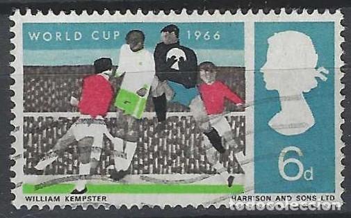 Sellos: GRAN BRETA&Ntilde;A 1966 - F&Uacute;TBOL, CAMPEONATO MUNDIAL EN INGLATERRA, 6P - USADO
