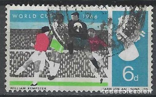 Sellos: GRAN BRETA&Ntilde;A 1966 - F&Uacute;TBOL, CAMPEONATO MUNDIAL EN INGLATERRA, 6P - USADO