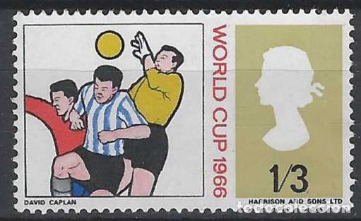 Sellos: GRAN BRETA&Ntilde;A 1966 - F&Uacute;TBOL, CAMPEONATO MUNDIAL EN INGLATERRA, 1&acute;3SH&acute;P - MSG