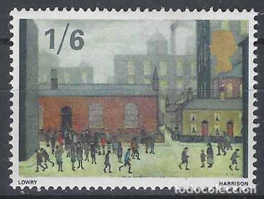 Sellos: GRAN BRETA&Ntilde;A 1967 - PINTURA, &rdquo;LA SALIDA DEL COLEGIO&rdquo; DE L.S. LOWRY - MNH**