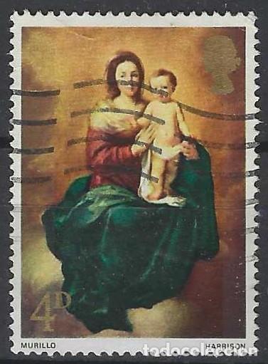 Sellos: GRAN BRETA&Ntilde;A 1967 - NAVIDAD, PINTURAS, &rdquo;V&Iacute;RGEN Y NI&Ntilde;O&rdquo;, MURILLO - USADO