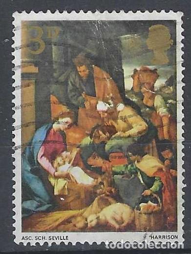 Sellos: GRAN BRETA&Ntilde;A 1967 - NAVIDAD, PINTURAS, &rdquo;ADORACI&Oacute;N DE LOS PASTORES&rdquo;, ESCUELA DE SEVILLA - USADO