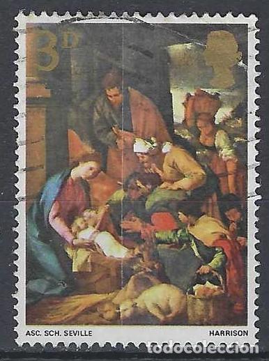 Sellos: GRAN BRETA&Ntilde;A 1967 - NAVIDAD, PINTURAS, &rdquo;ADORACI&Oacute;N DE LOS PASTORES&rdquo;, ESCUELA DE SEVILLA - USADO