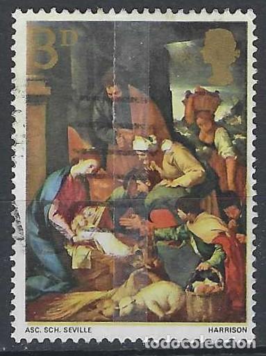 Sellos: GRAN BRETA&Ntilde;A 1967 - NAVIDAD, PINTURAS, &rdquo;ADORACI&Oacute;N DE LOS PASTORES&rdquo;, ESCUELA DE SEVILLA - USADO